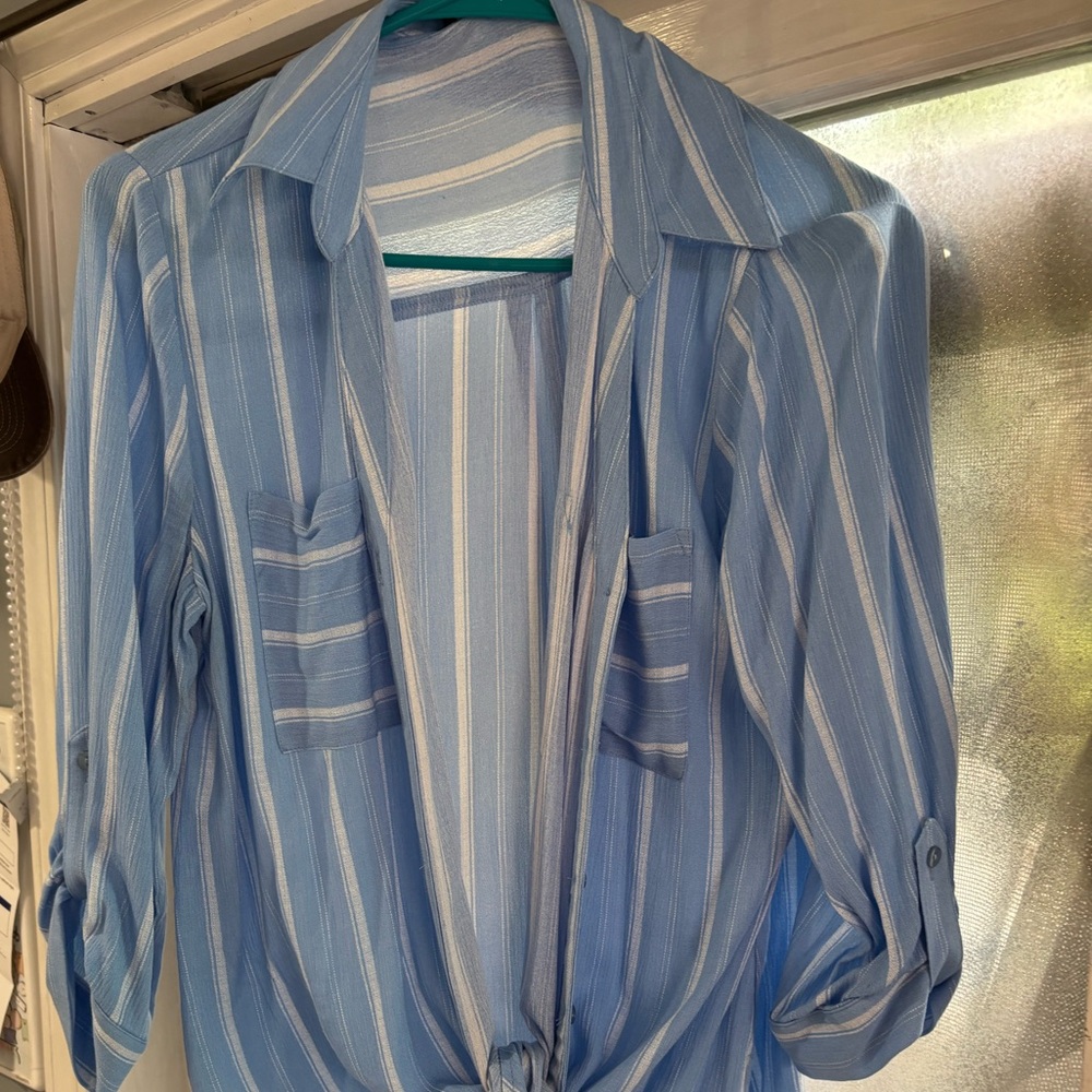 Elegant Blue‎ Striped Women's Blouse